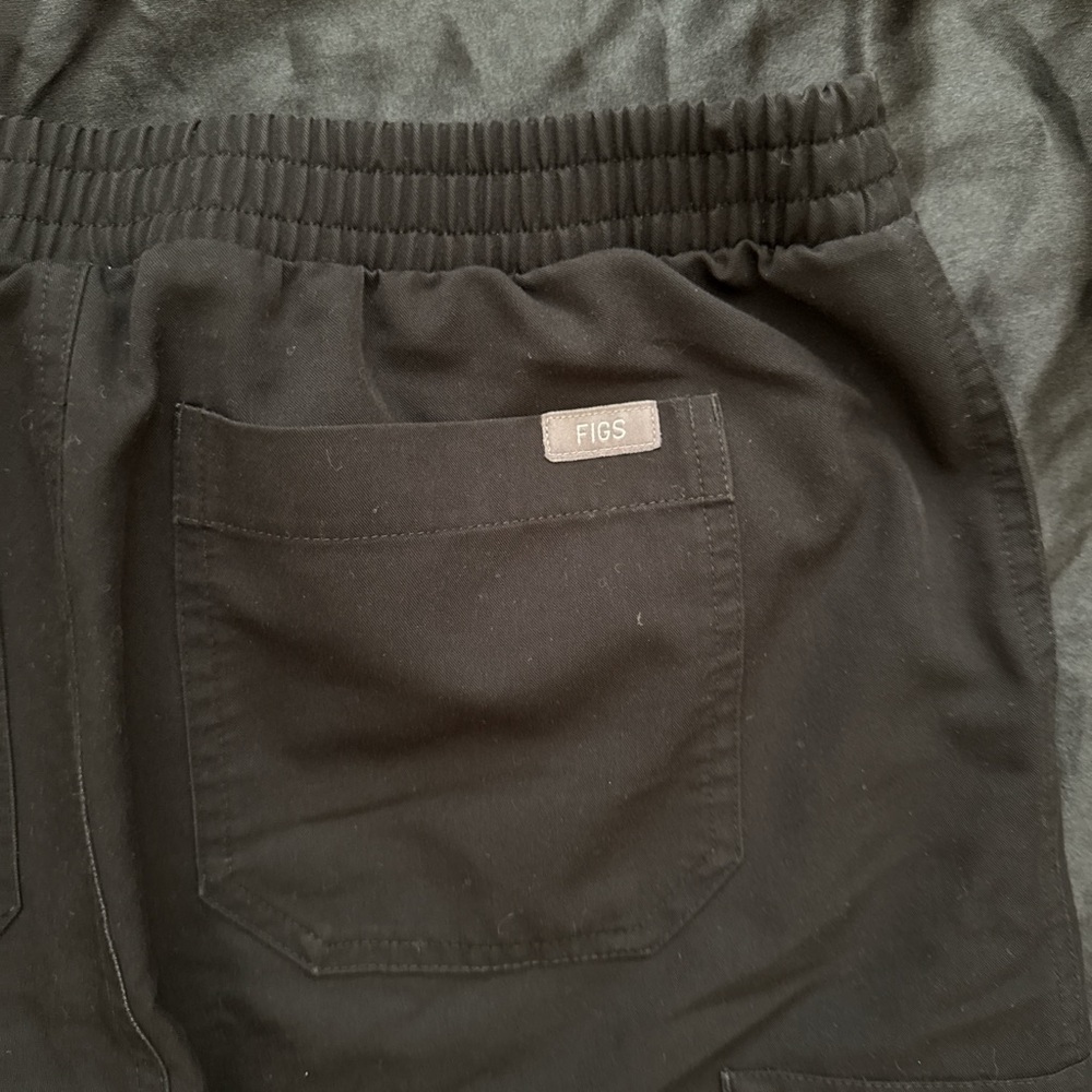 Black “Dowa” Drawstring Scrub Pants Straight Leg Figs Technical Collection - Picture 4 of 5